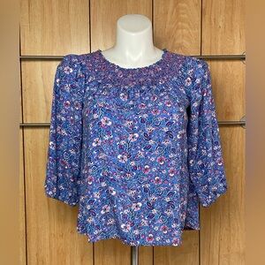 J. Jill Blue and Pink Floral Blouse SZ - SP
